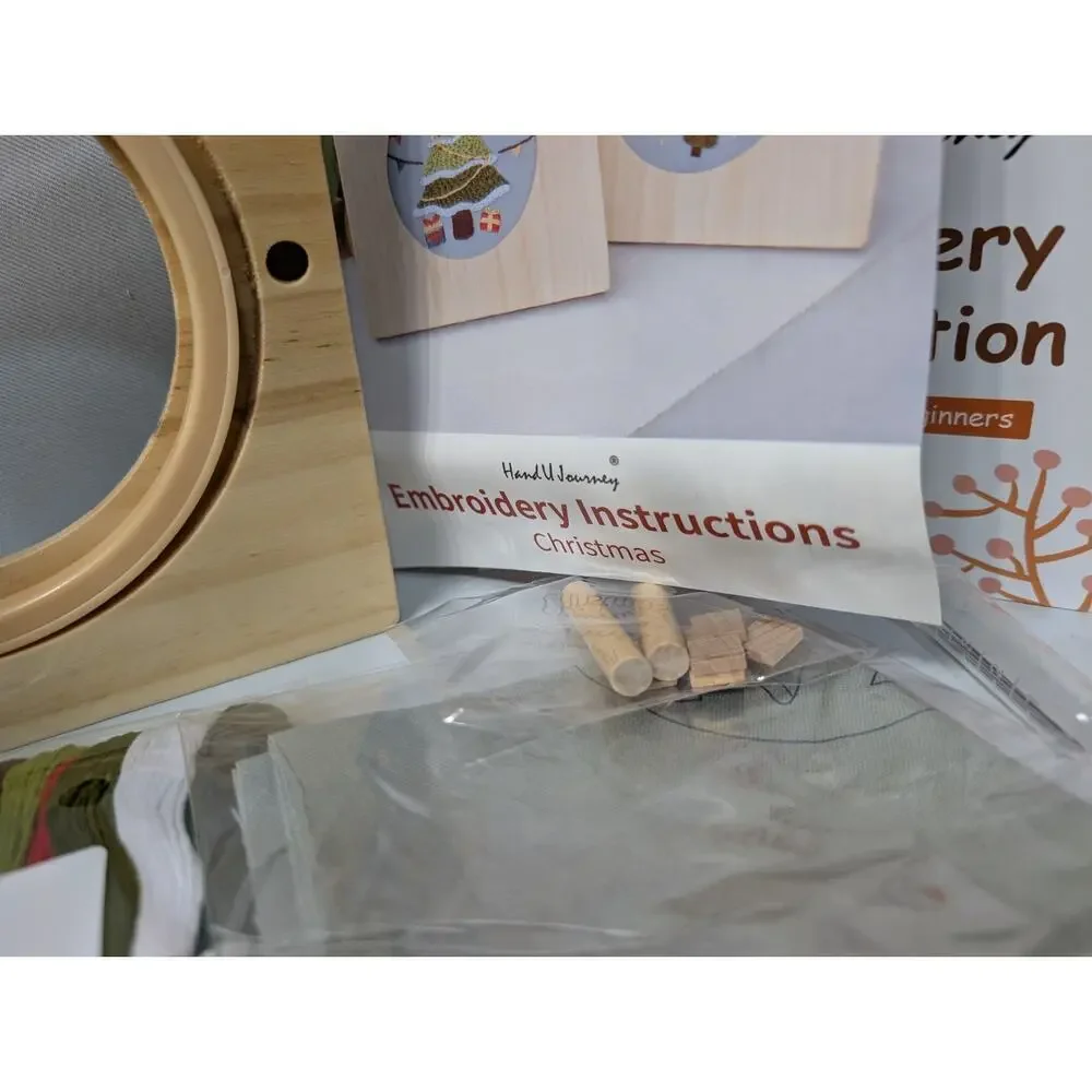 Hand U Journey DIY Christmas Embroidery Set For Beginners Needlepoint